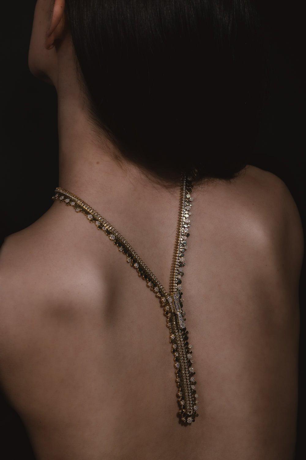 SUTRA-Zipper Necklace-YELLOW GOLD
