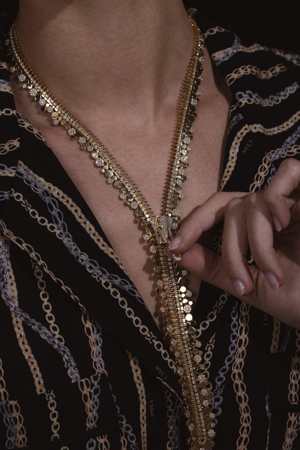 SUTRA-Zipper Necklace-YELLOW GOLD