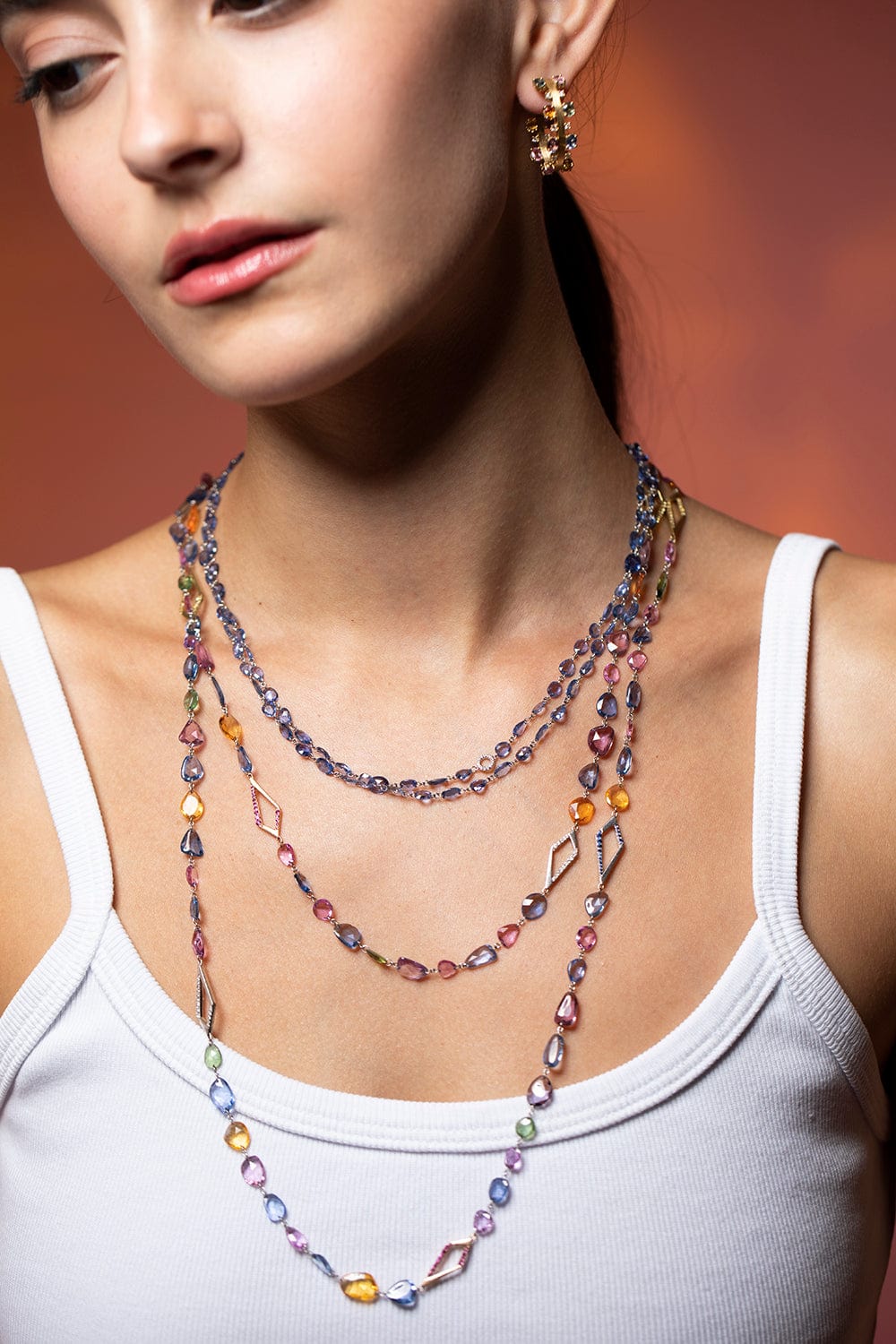 SUTRA-Diamond Link Sapphire Necklace-YLWGOLF