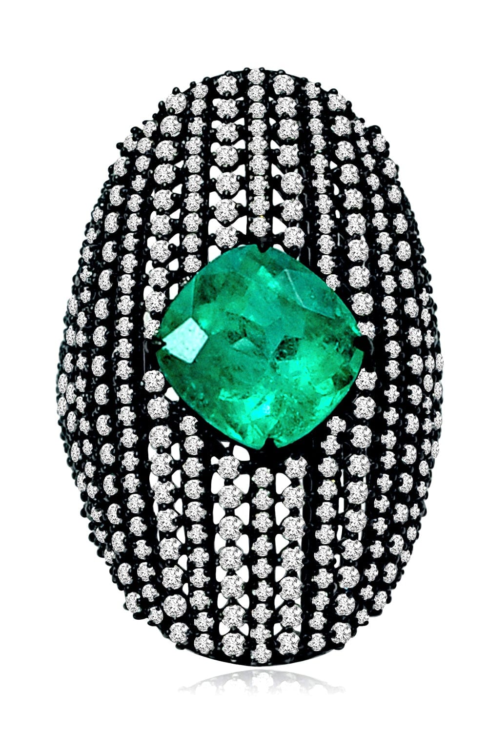 SUTRA-Emerald Shield Ring-BLACK GOLD