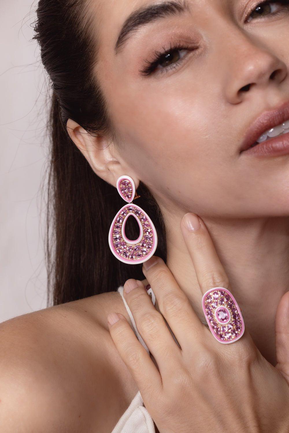 SUTRA-Pink Sapphire Ceramic Ring-ROSE GOLD