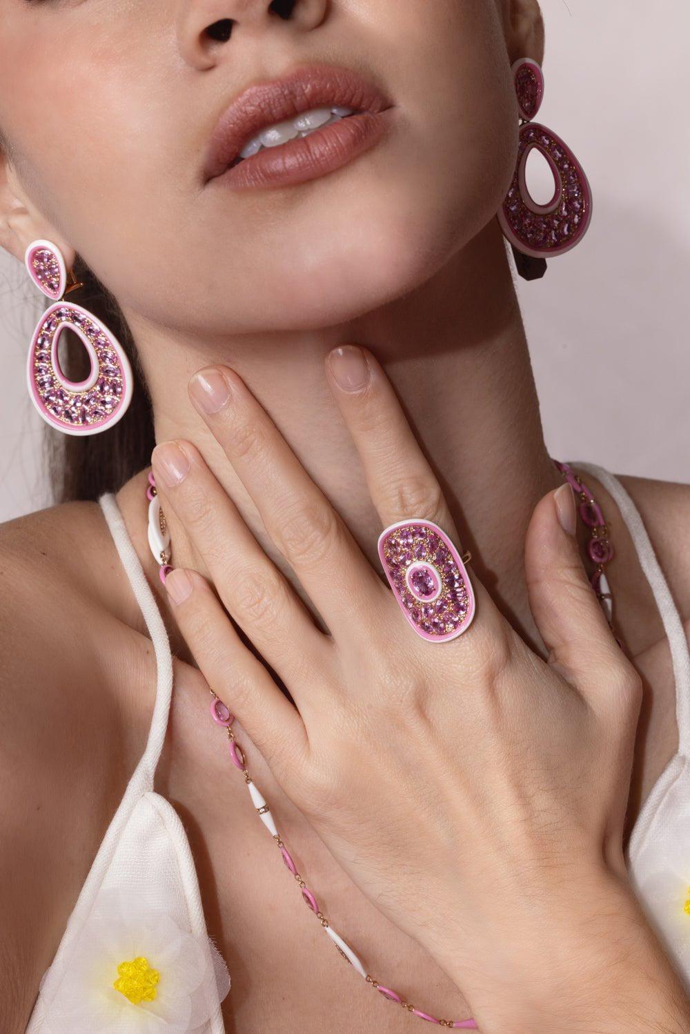 SUTRA-Pink Sapphire Ceramic Ring-ROSE GOLD
