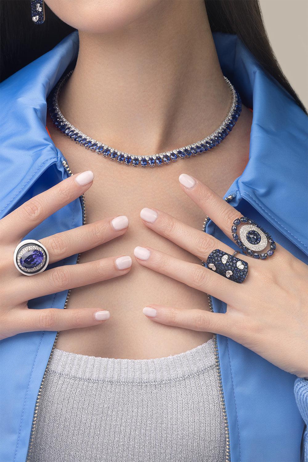 Blue Sapphire Inner Circle Ring-WHITE GOLD-7-JEWELRYFINE JEWELRING-SUTRA