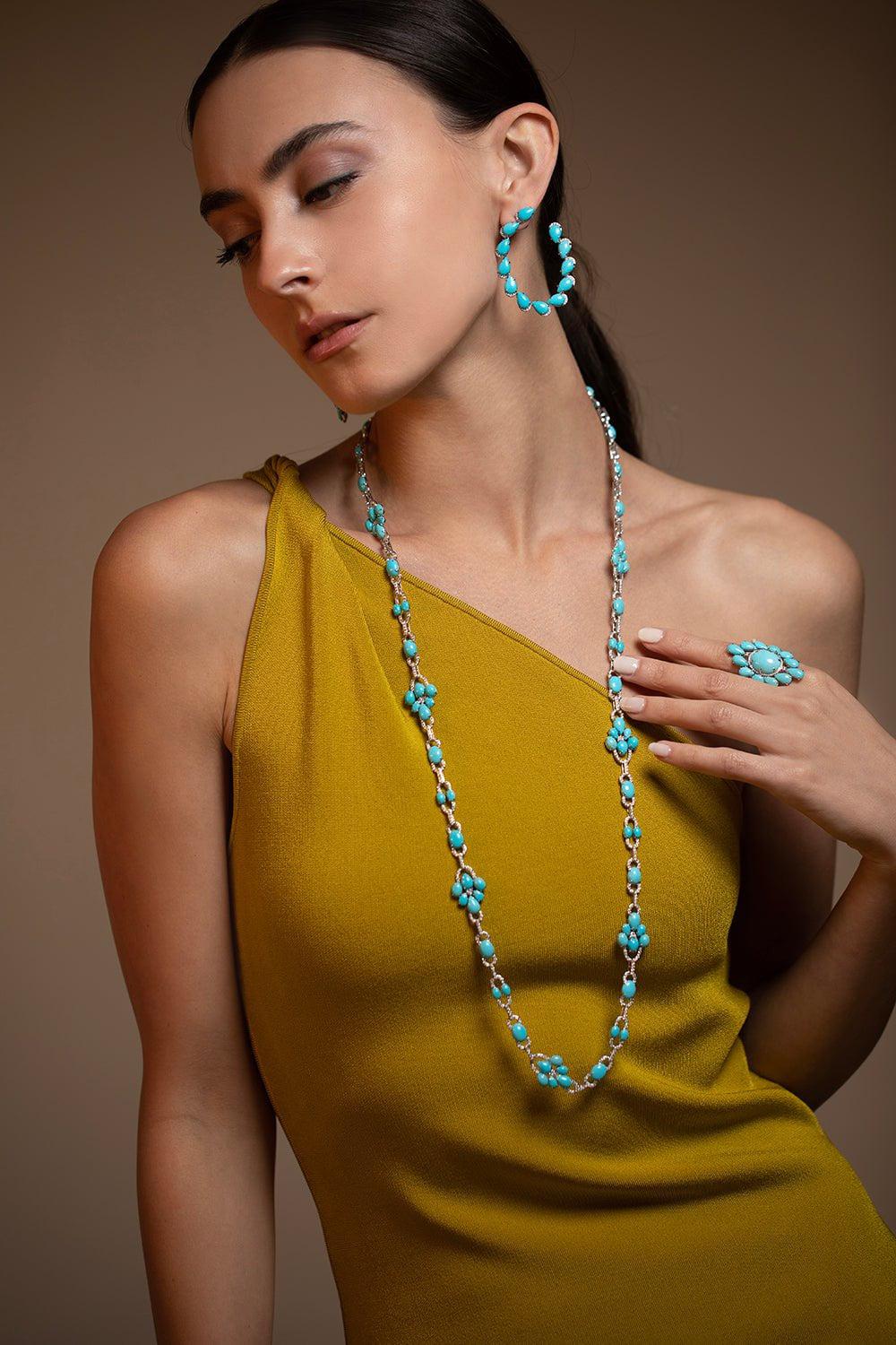 SUTRA-Turquoise Diamond Ring-WHITE GOLD