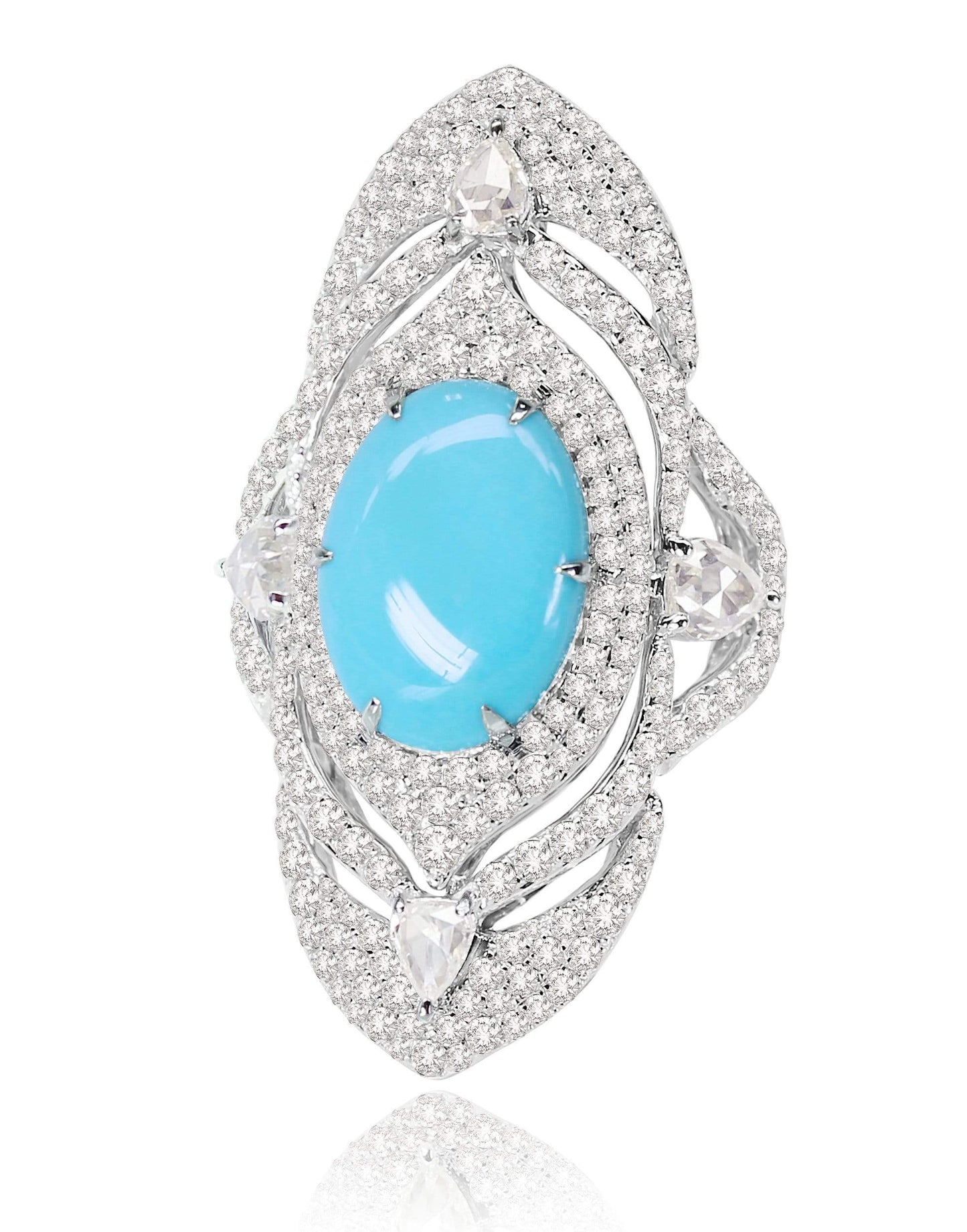 SUTRA-Turquoise & Diamond Ring-WHITE GOLD
