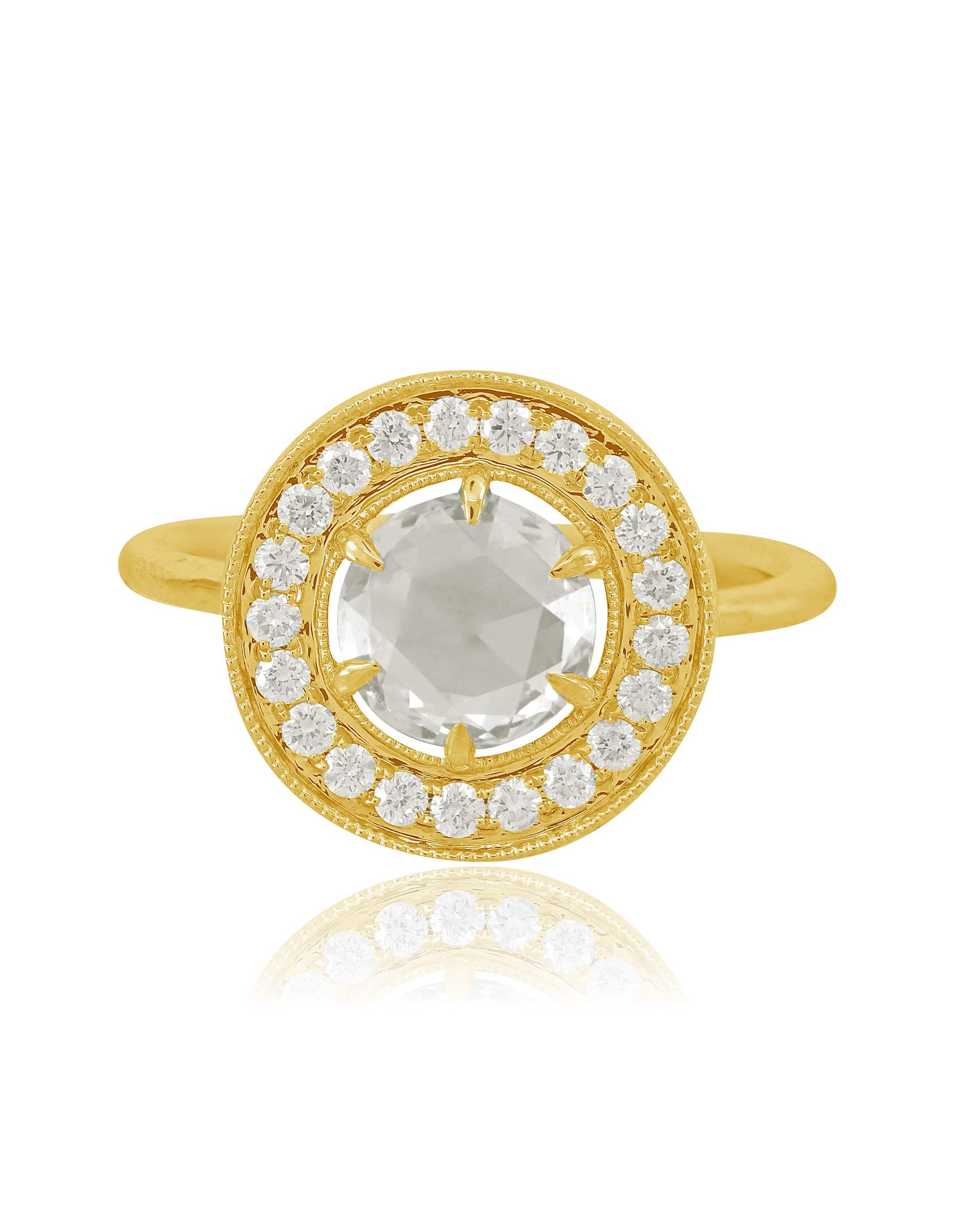 SUTRA-Rose Cut Diamond Halo Ring-YELLOW GOLD
