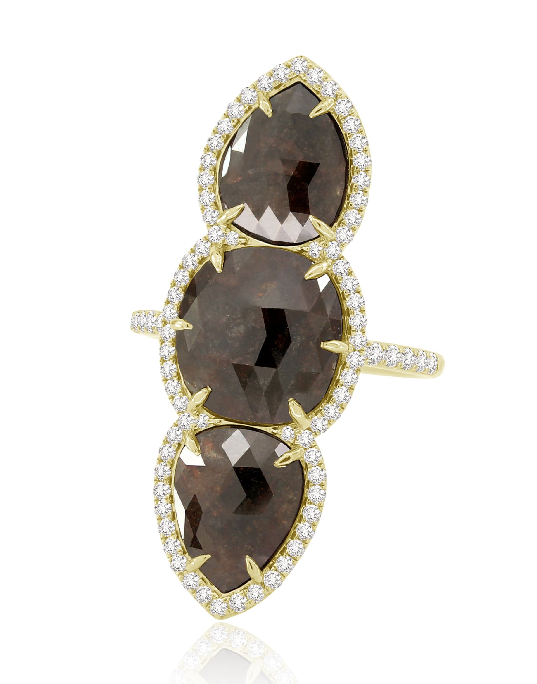 SUTRA-Triple Rough Cut Diamond Ring-YELLOW GOLD