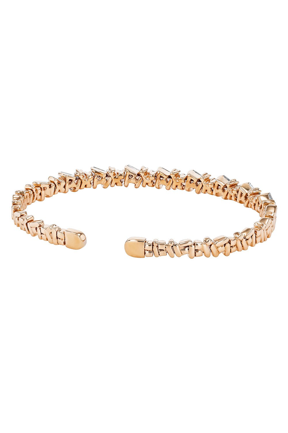 SUZANNE KALAN-Baguette Diamond Bangle - Rose Gold-ROSE GOLD