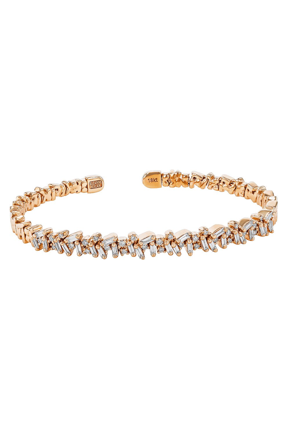 SUZANNE KALAN-Baguette Diamond Bangle - Rose Gold-ROSE GOLD