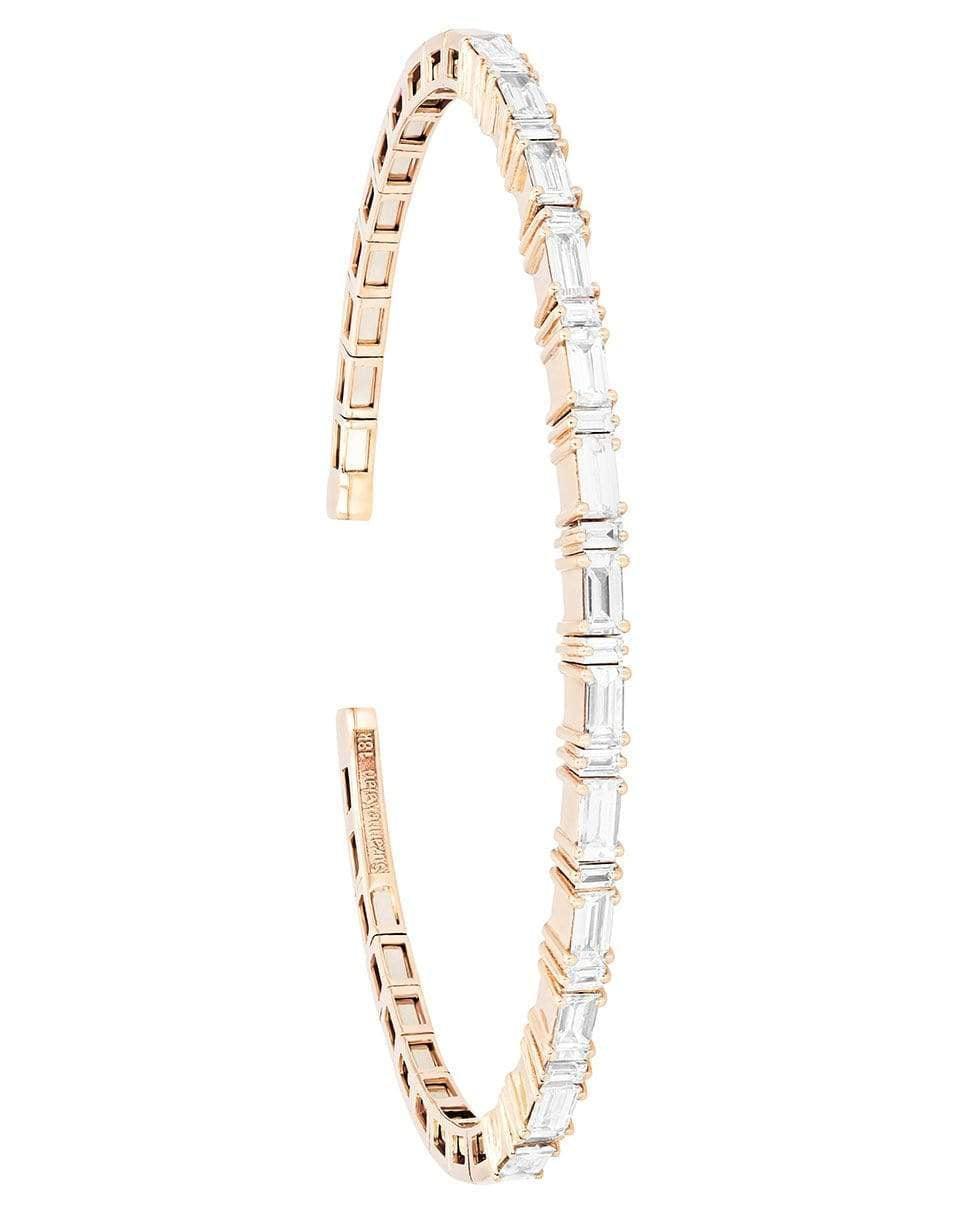 SUZANNE KALAN-Horizontal Baguette Rose Gold Diamond Bangle-ROSE GOLD