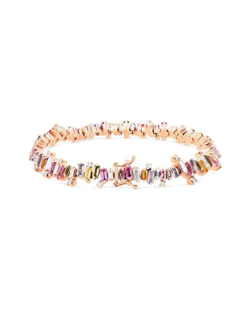 SUZANNE KALAN-Pastel Sapphire Burst Tennis Bracelet-ROSE GOLD