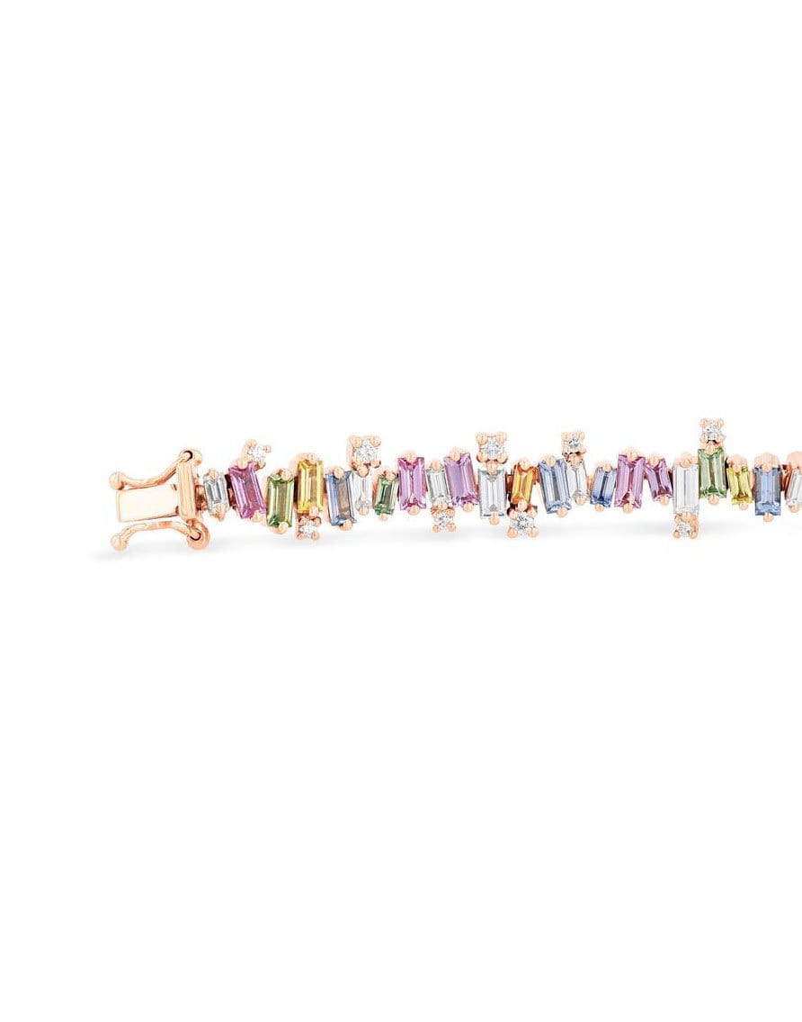 SUZANNE KALAN-Pastel Sapphire Burst Tennis Bracelet-ROSE GOLD