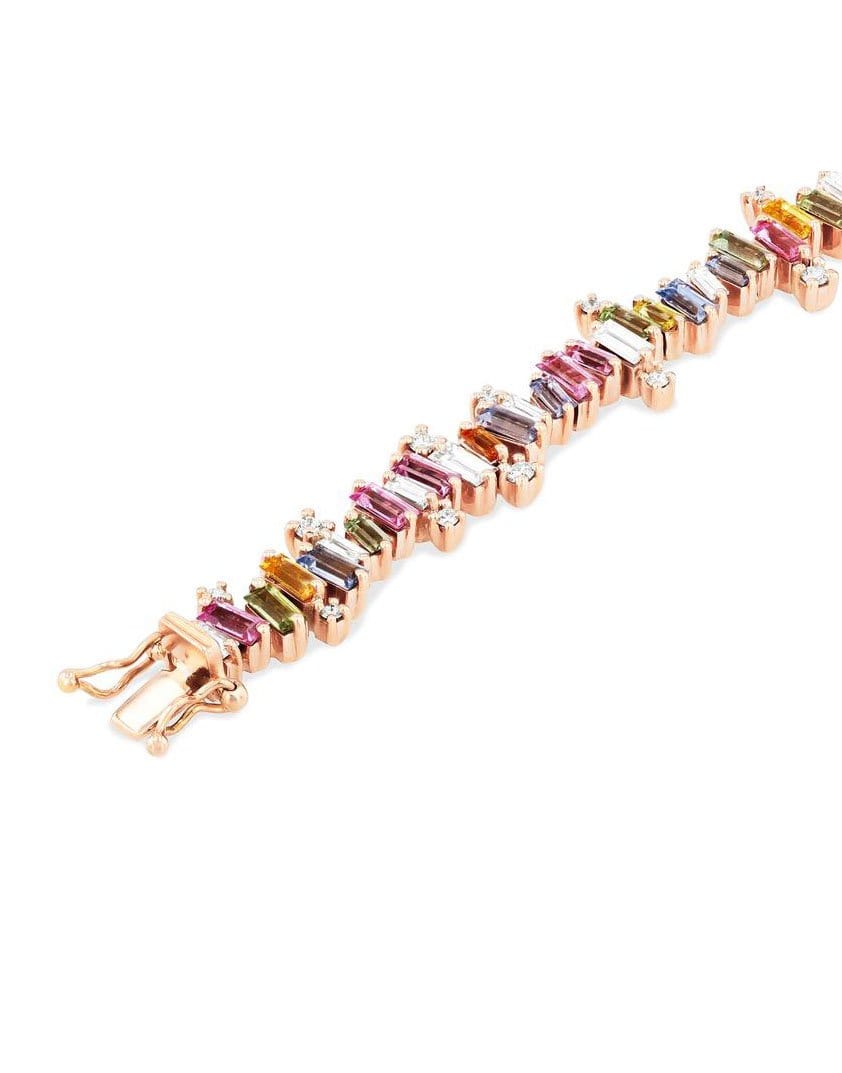 SUZANNE KALAN-Pastel Sapphire Burst Tennis Bracelet-ROSE GOLD