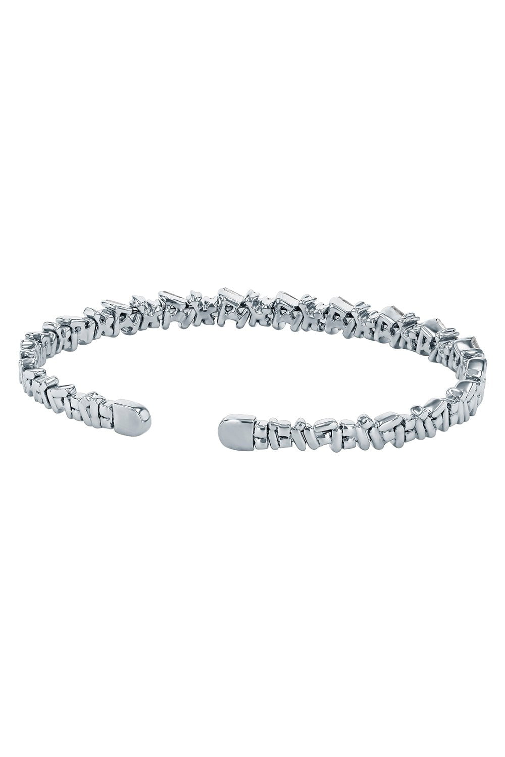 SUZANNE KALAN-Baguette Diamond Bangle - White Gold-WHITE GOLD