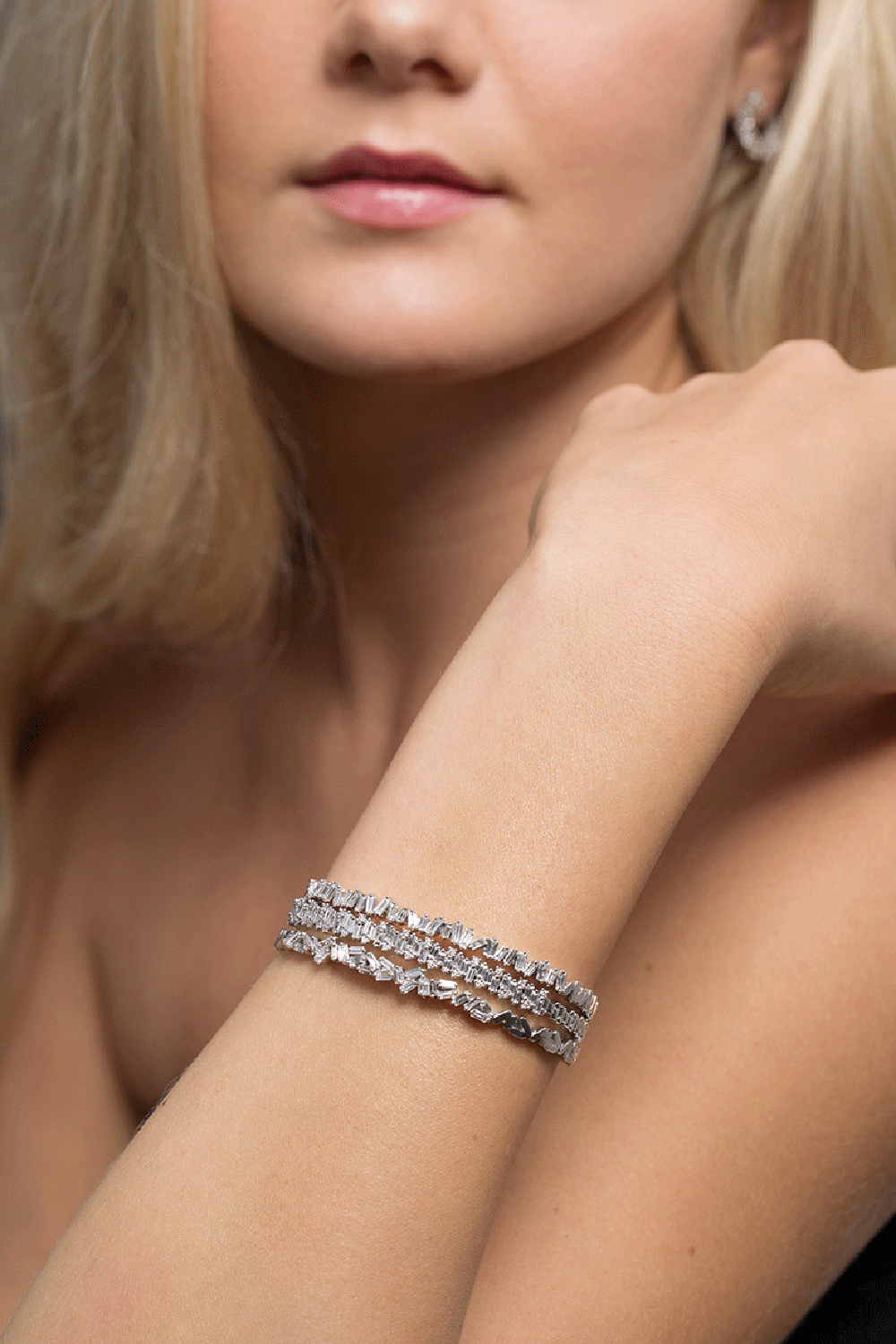 SUZANNE KALAN-Fireworks Diamond Baguette Bangle-WHITE GOLD