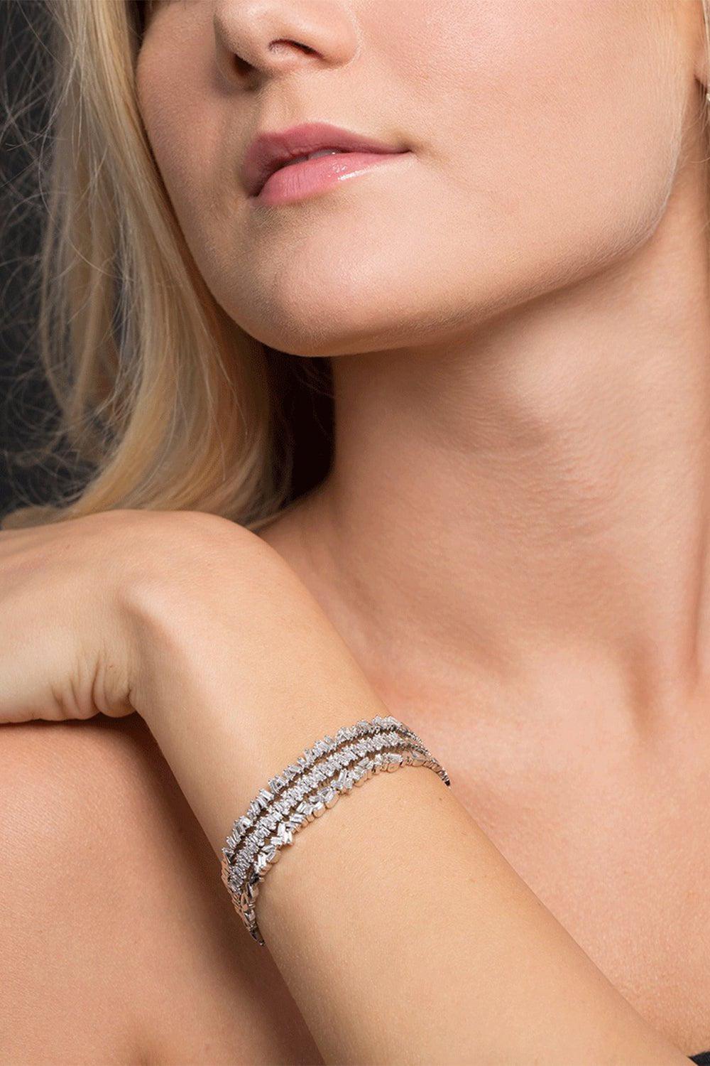 SUZANNE KALAN-Fireworks Diamond Baguette Bangle-WHITE GOLD