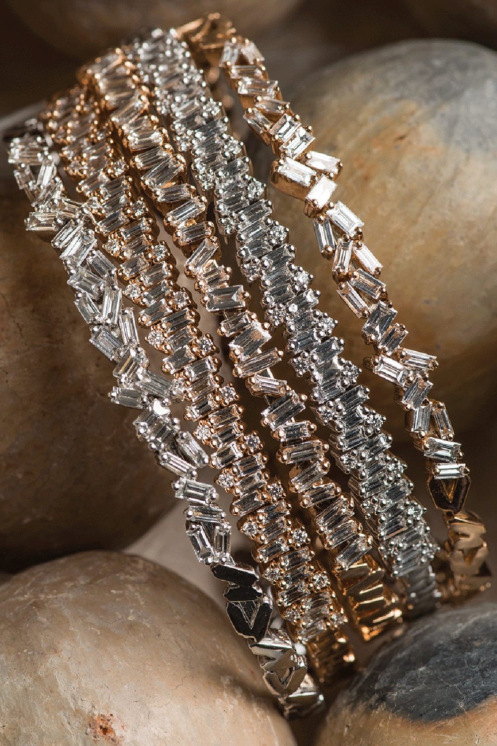 SUZANNE KALAN-Fireworks Diamond Baguette Bangle-WHITE GOLD