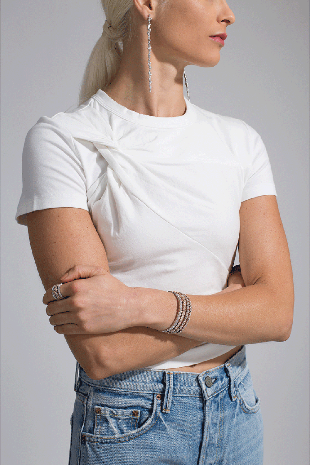 SUZANNE KALAN-Fireworks Diamond Baguette Bangle-WHITE GOLD