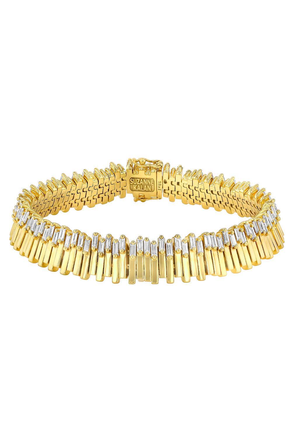 Baguette Diamond Jagged Tennis Bracelet-YELLOW GOLD-7-JEWELRYFINE JEWELBRACELET O-SUZANNE KALAN