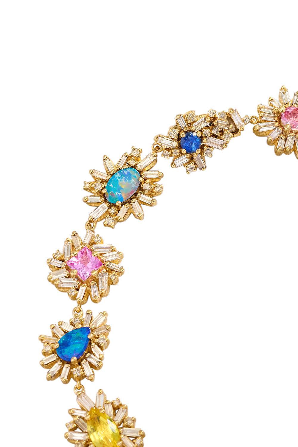 Opal Sapphire Flower Burst Bracelet-YELLOW GOLD-7-JEWELRYFINE JEWELBRACELET O-SUZANNE KALAN