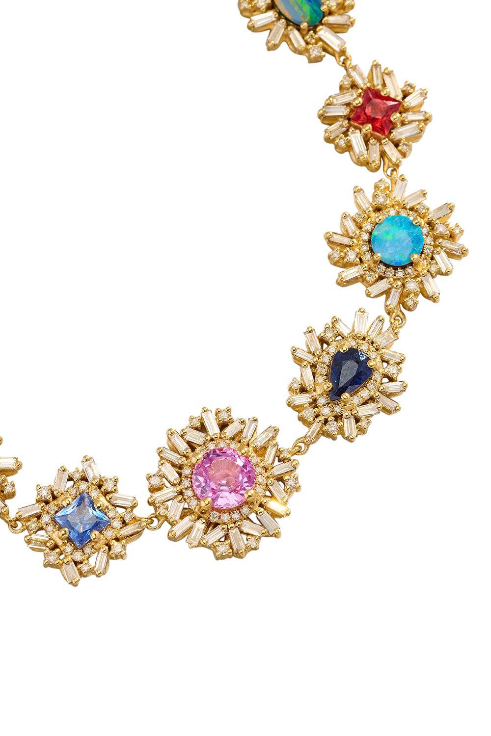 Opal Sapphire Flower Burst Bracelet-YELLOW GOLD-7-JEWELRYFINE JEWELBRACELET O-SUZANNE KALAN