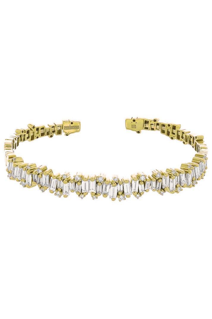Diamond Baguette Fireworks Bangle Bracelet - Yellow Gold