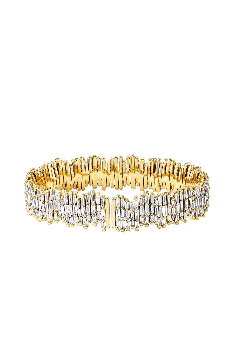 Diamond Triple Row Cuff Bracelet-YELLOW GOLD-M-JEWELRYFINE JEWELBRACELET O-SUZANNE KALAN