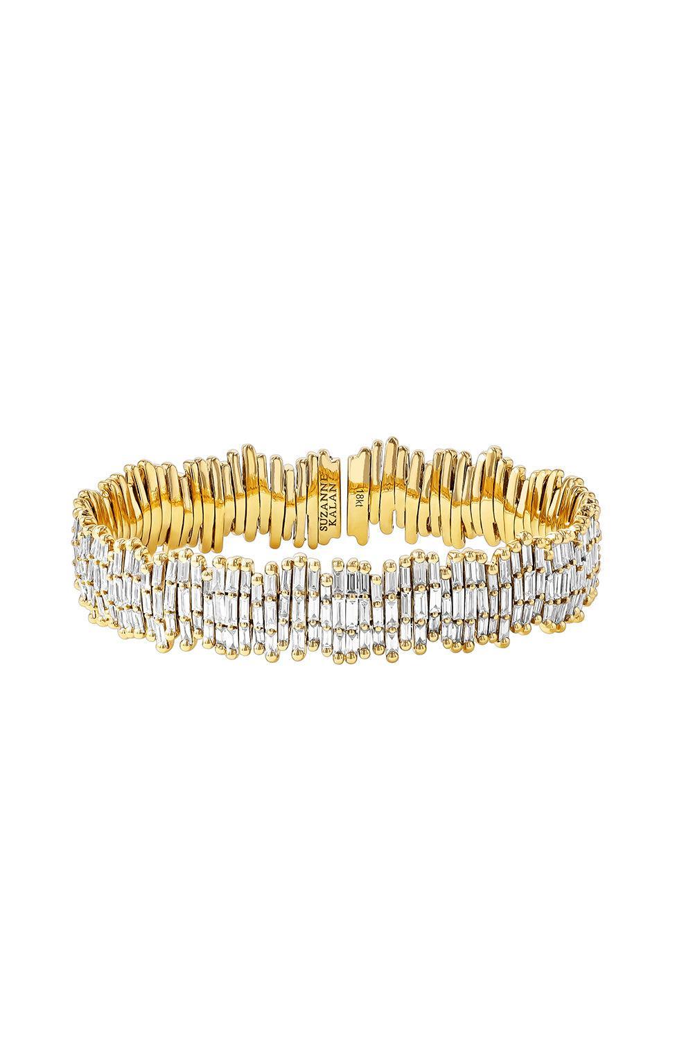 Diamond Triple Row Cuff Bracelet-YELLOW GOLD-M-JEWELRYFINE JEWELBRACELET O-SUZANNE KALAN