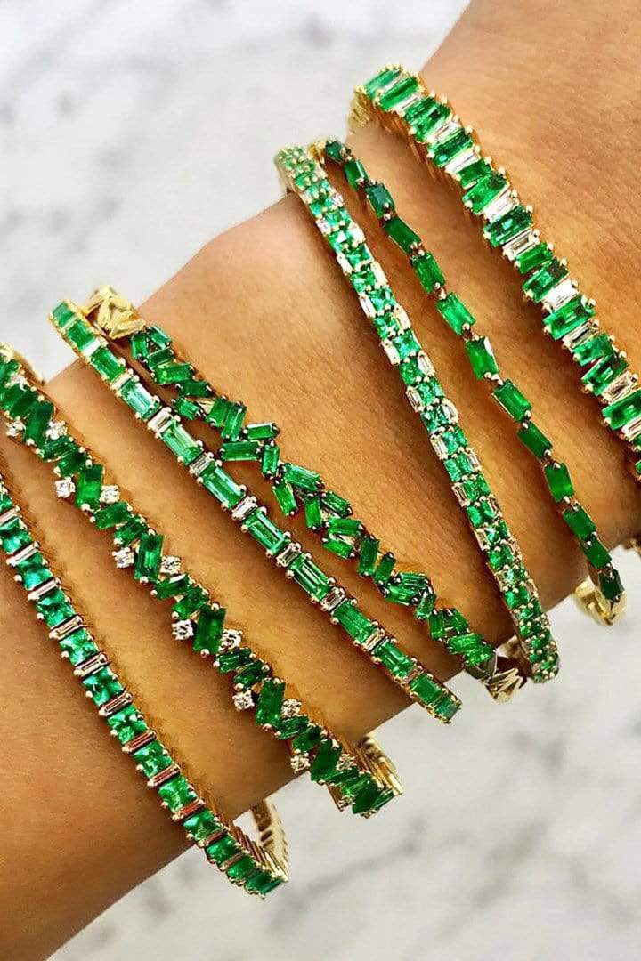 SUZANNE KALAN-Emerald Baguette Bracelet-YELLOW GOLD