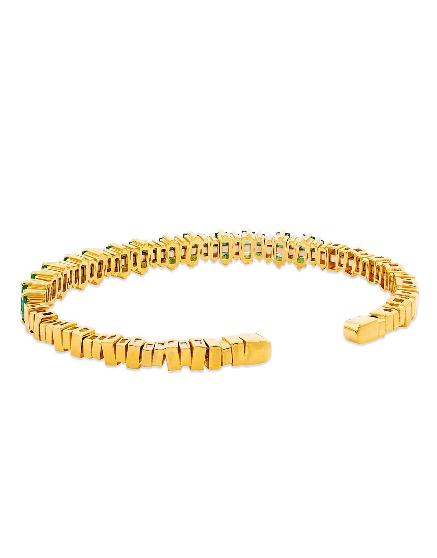 SUZANNE KALAN-Emerald Baguette Bracelet-YELLOW GOLD