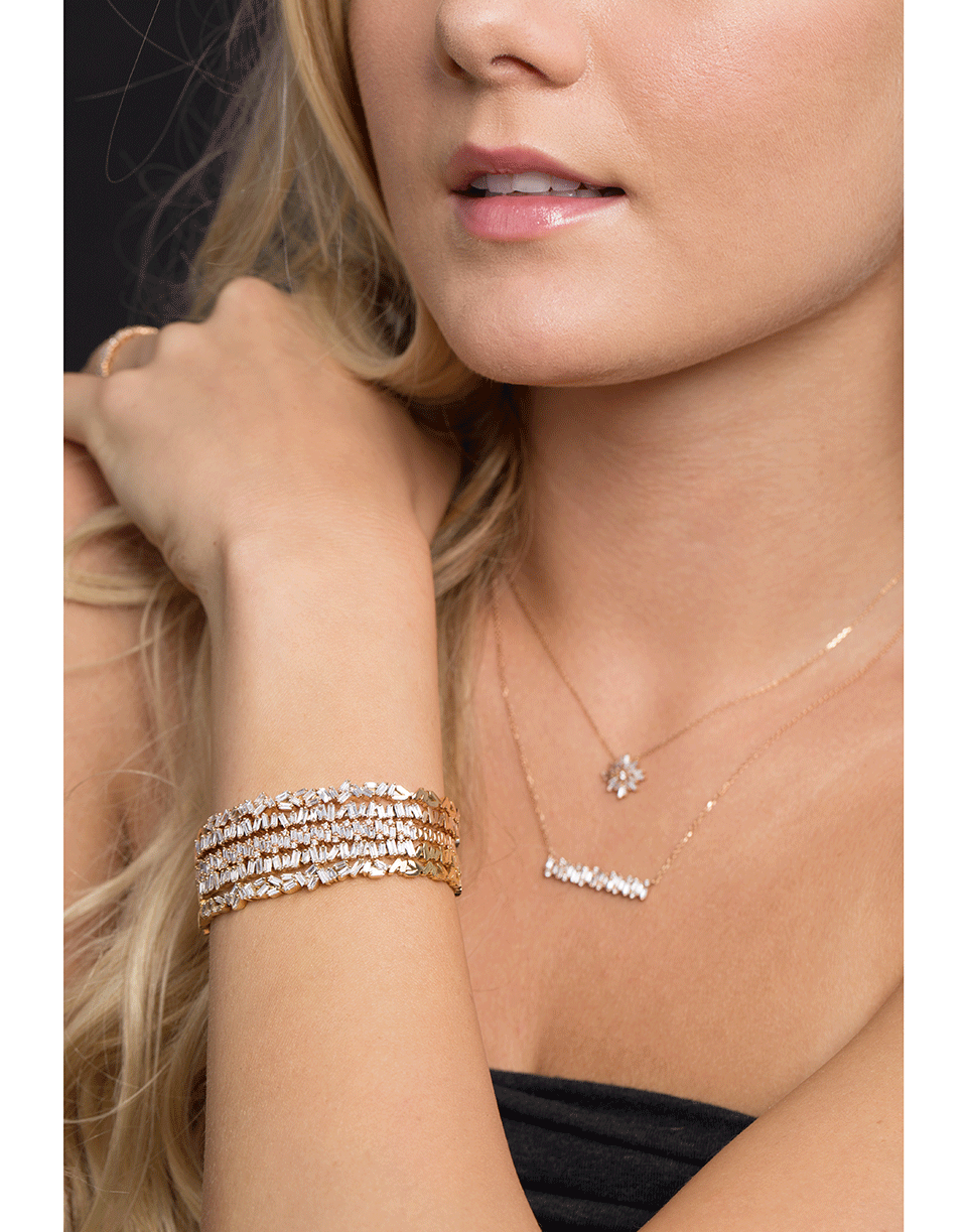 SUZANNE KALAN-Fireworks Diamond Baguette Bangle-ROSE GOLD