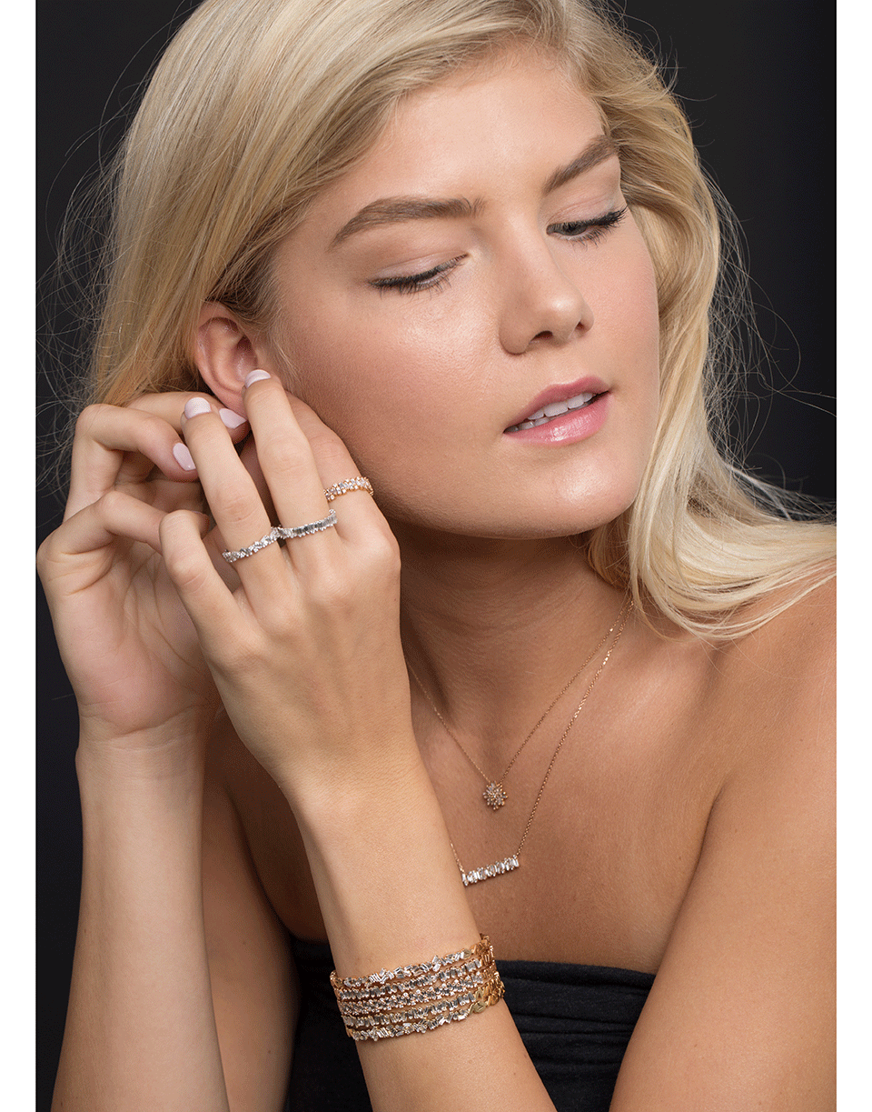 SUZANNE KALAN-Fireworks Diamond Baguette Bangle-ROSE GOLD