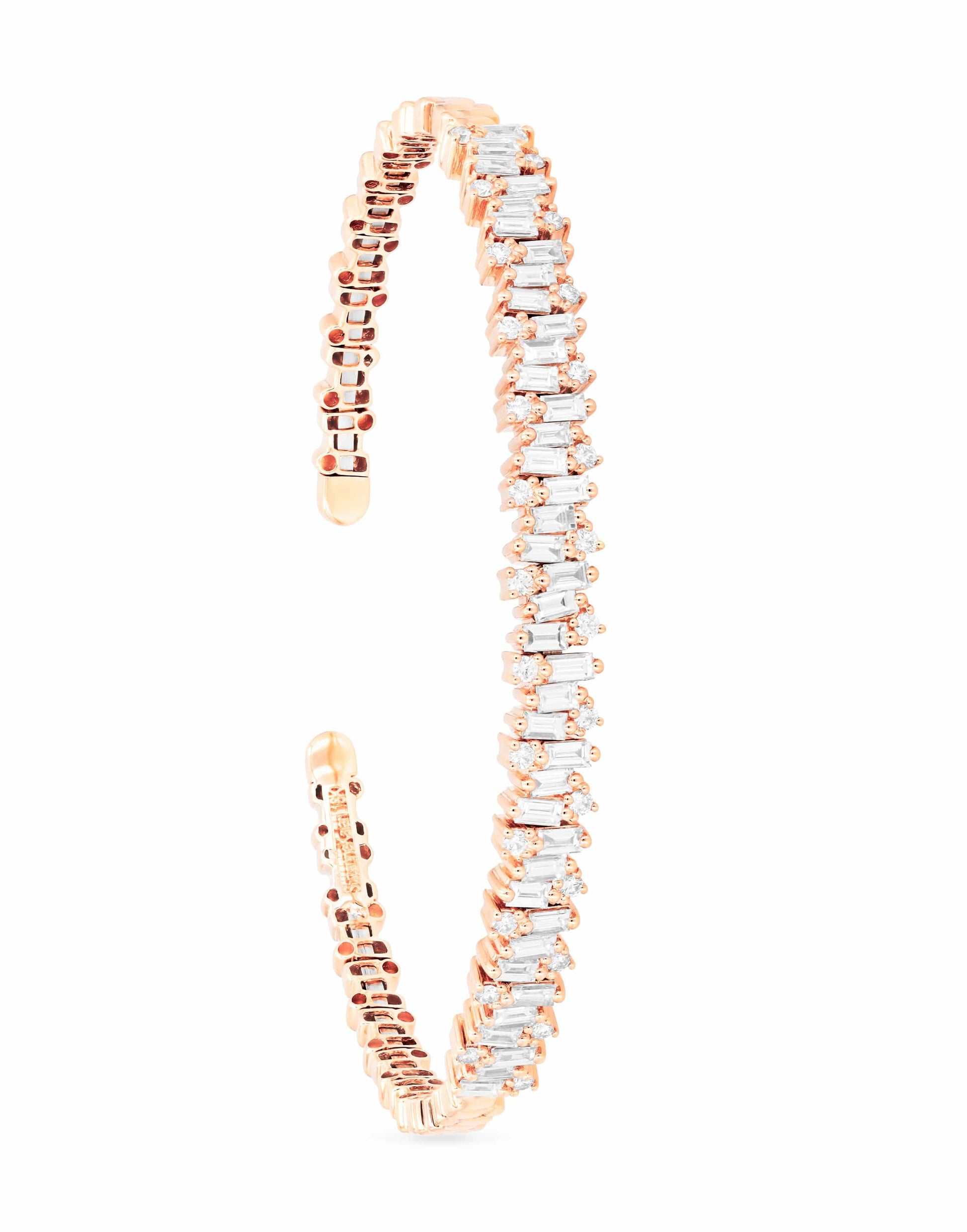 SUZANNE KALAN-Fireworks Diamond Baguette Bangle-ROSE GOLD