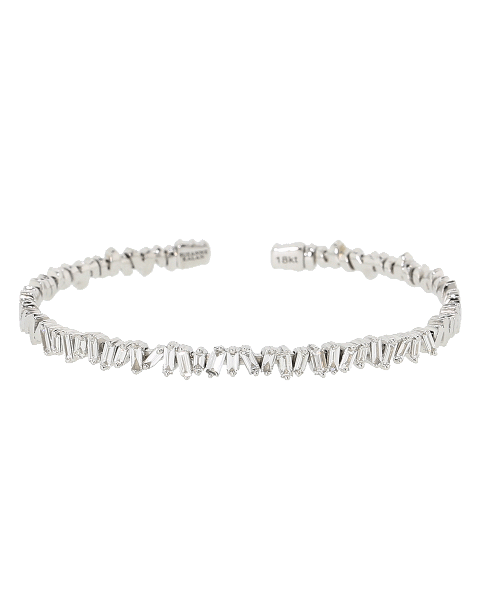 SUZANNE KALAN-Fireworks Flexible Diamond Baguette Bangle-WHITE GOLD