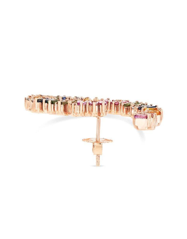 SUZANNE KALAN-Celeste Pastel Sapphire Sideways Hoop Earrings-ROSE GOLD
