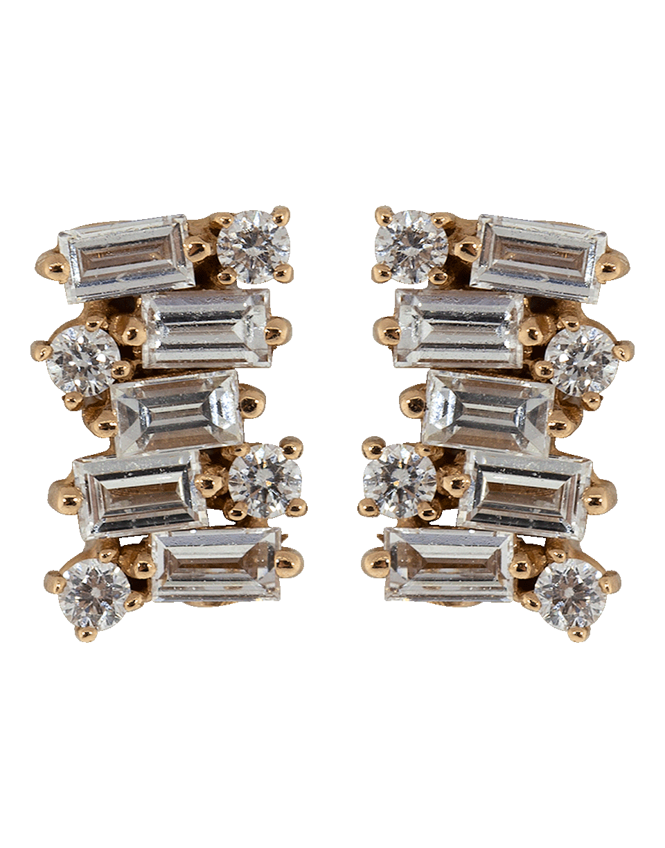 SUZANNE KALAN-Diamond Baguette Fireworks Studs-ROSE GOLD