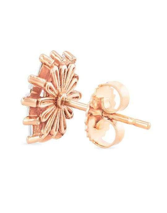 SUZANNE KALAN-Fireworks Baguette Diamond Flower Studs-ROSE GOLD