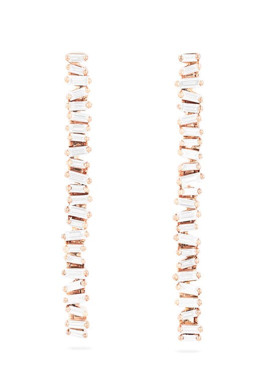 SUZANNE KALAN-Linear Baby Tennis Diamond Earrings-ROSE GOLD