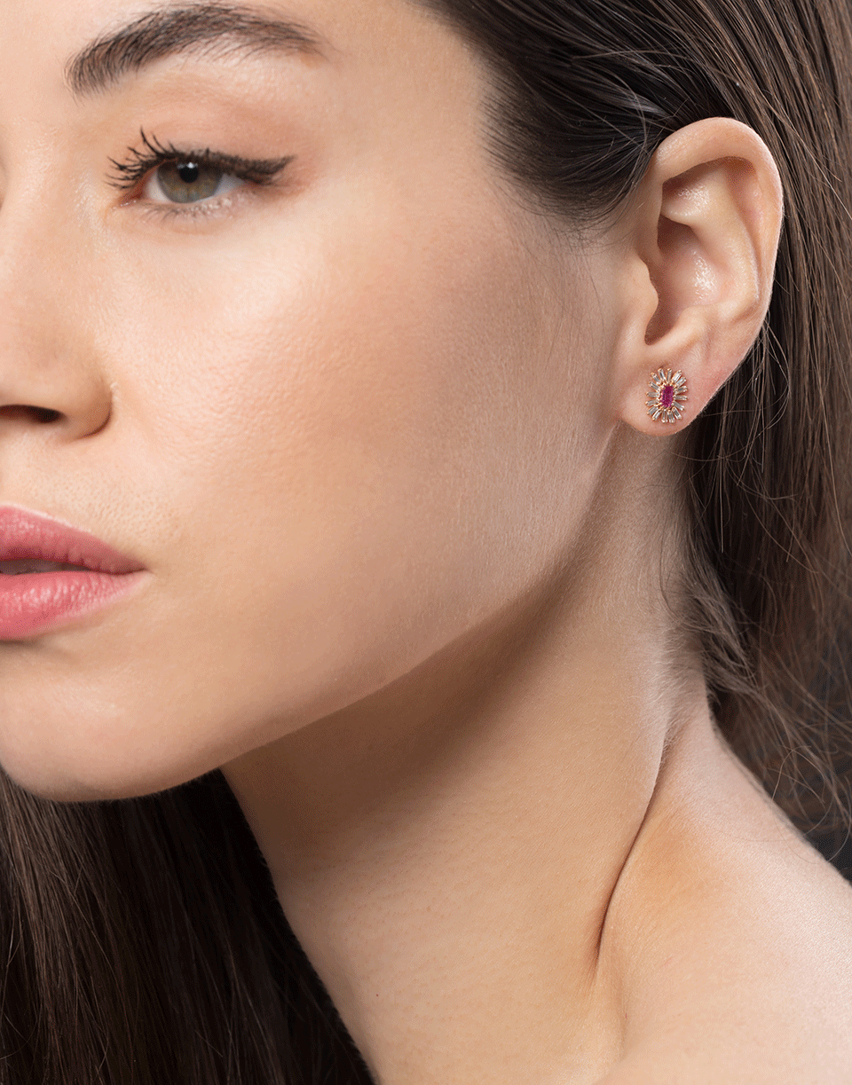 SUZANNE KALAN-Ruby Stud Earrings-ROSE GOLD