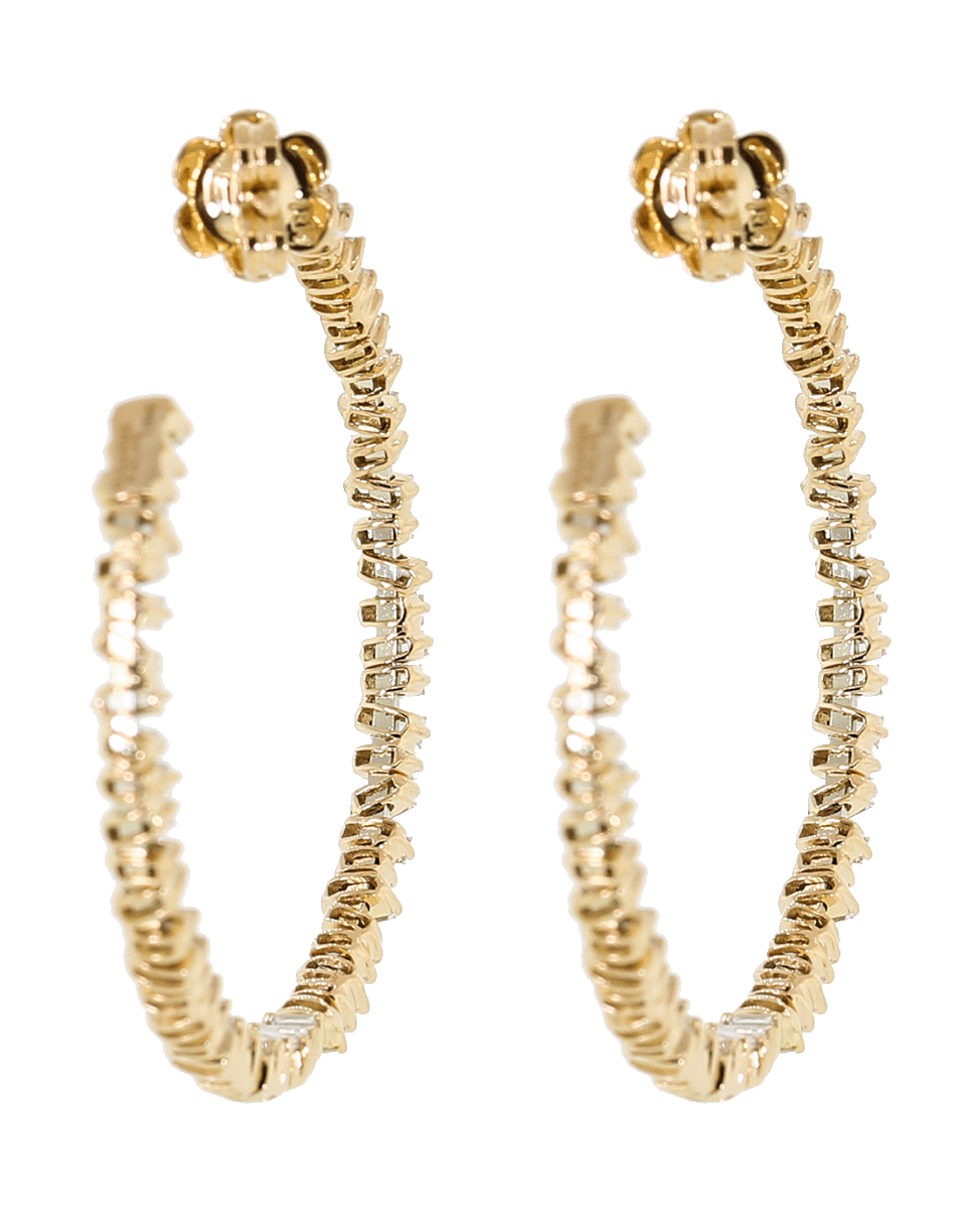 SUZANNE KALAN-Zig Zag Diamond Baguette Hoops-ROSE GOLD