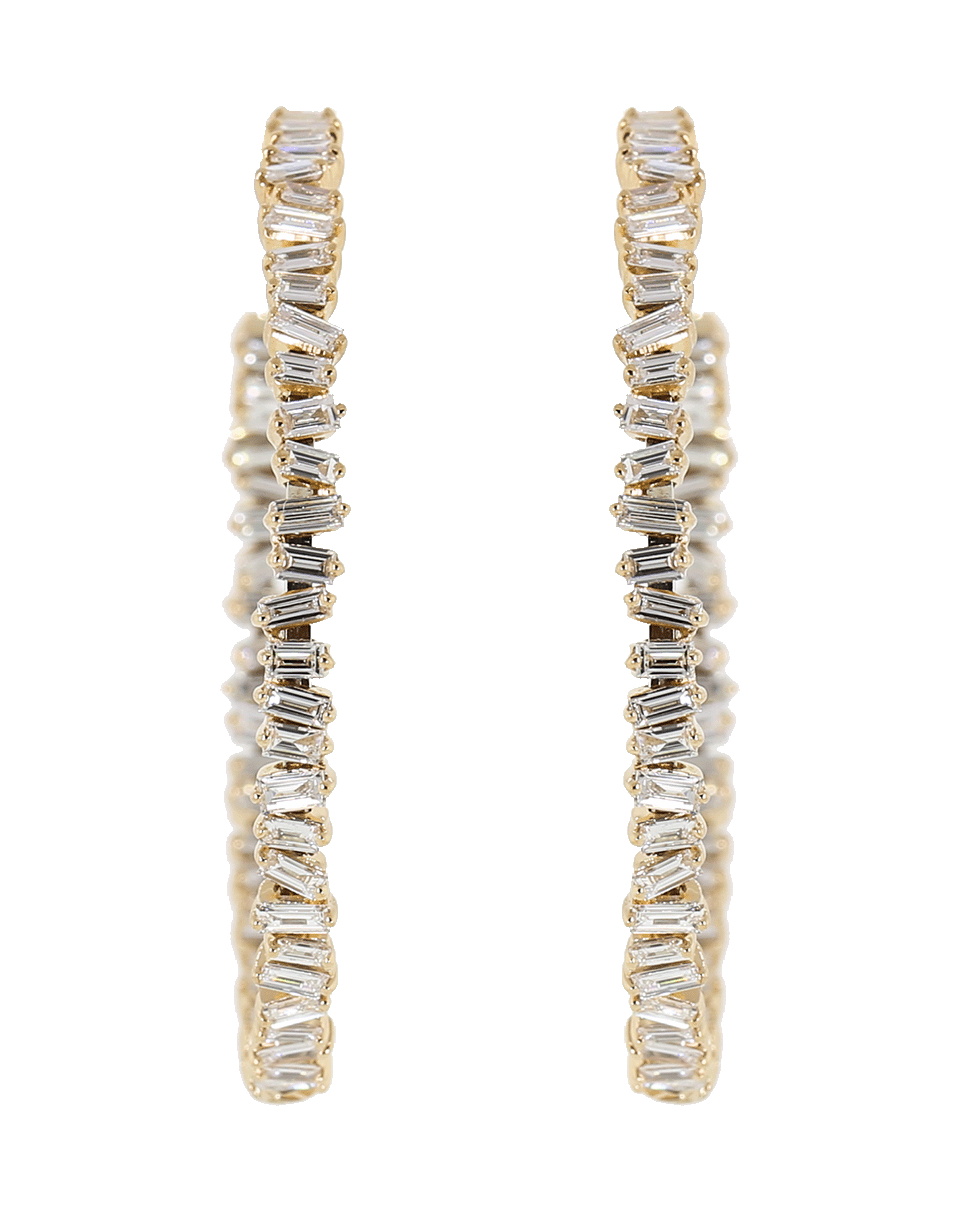 SUZANNE KALAN-Zig Zag Diamond Baguette Hoops-ROSE GOLD