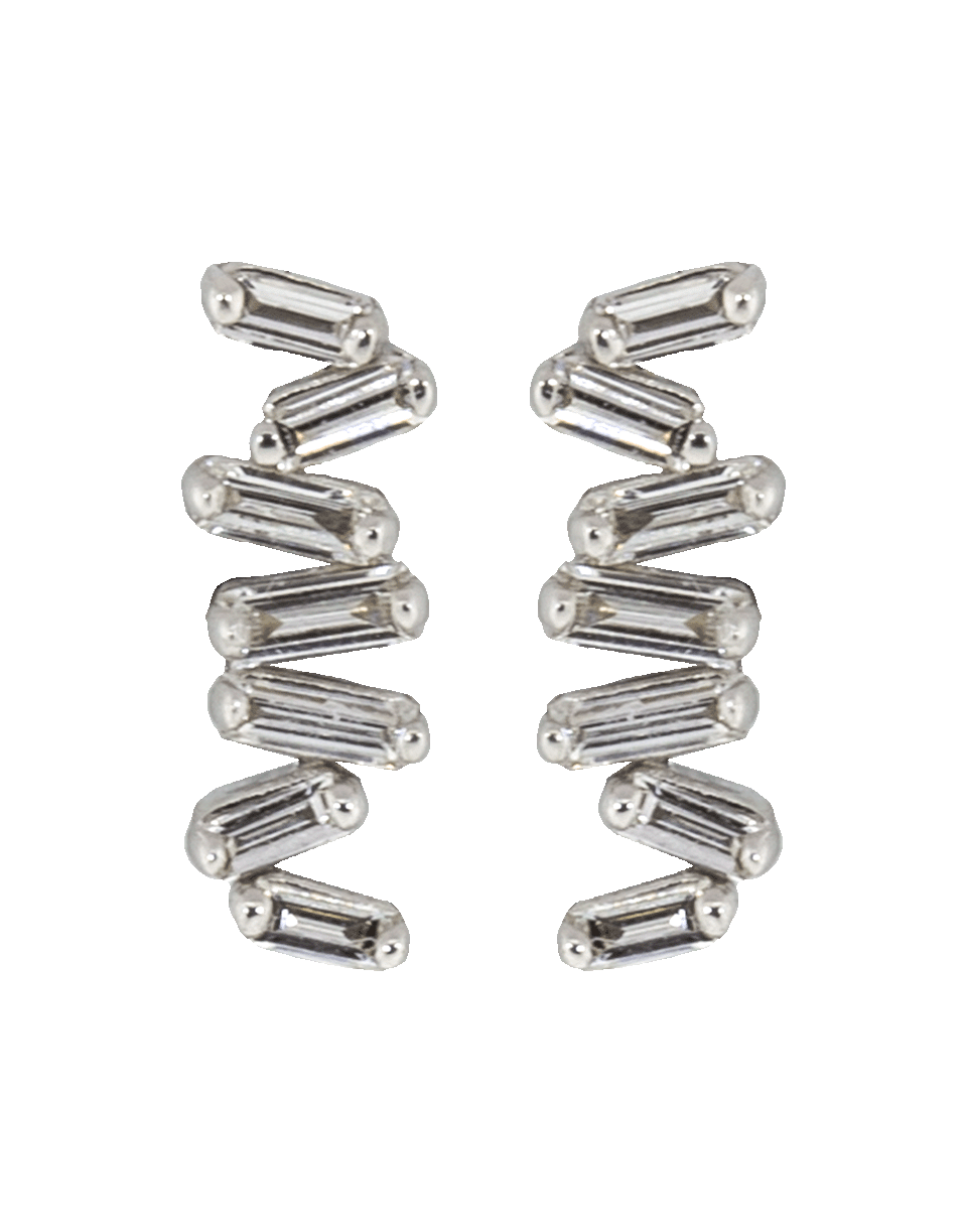 SUZANNE KALAN-Diamond Baguette Bar Stud Earrings-WHITE GOLD
