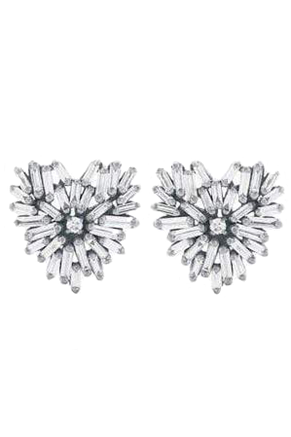 SUZANNE KALAN-Diamond Baguette Heart Earrings-