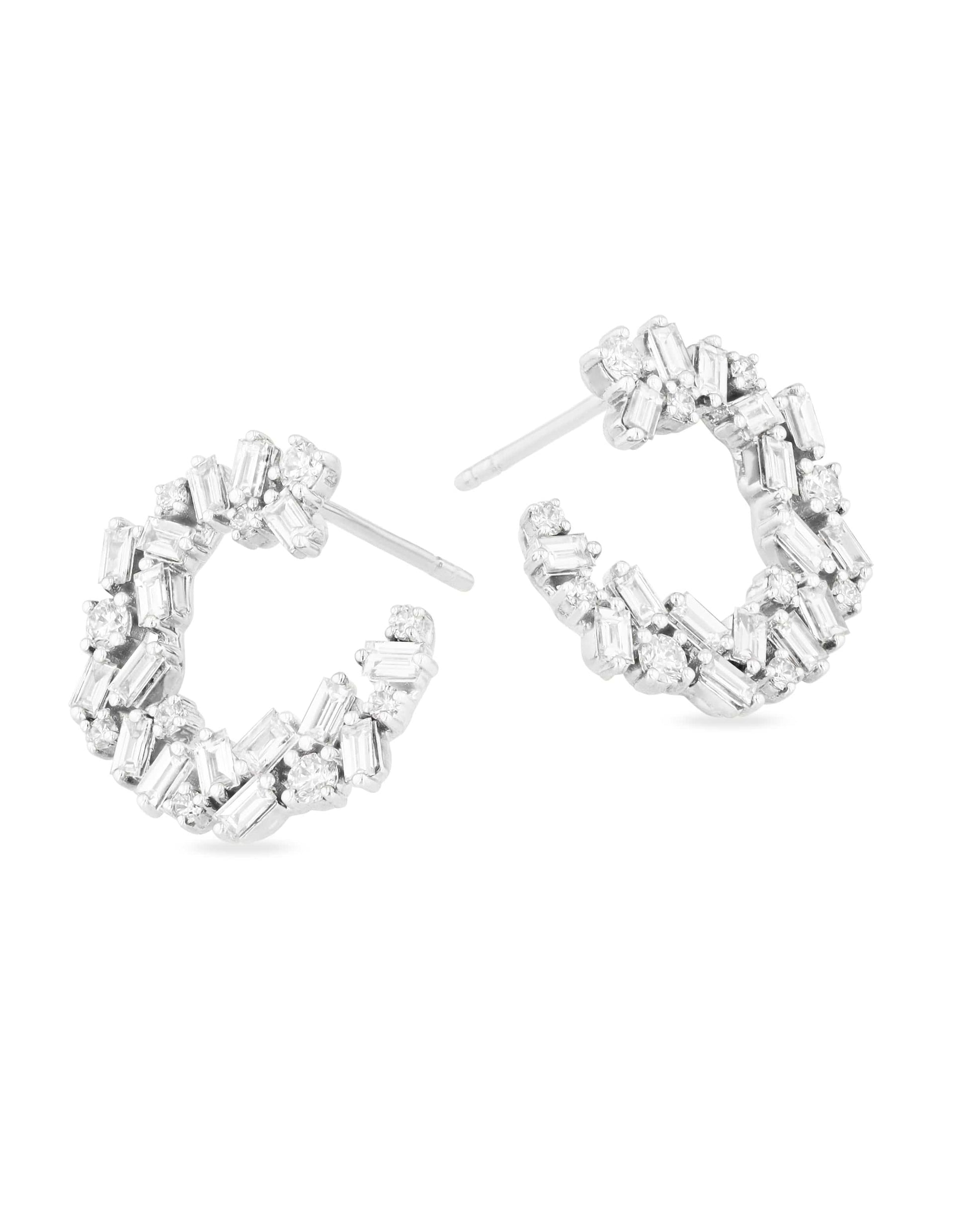 SUZANNE KALAN-Diamond Fireworks Spiral Earrings-WHITE GOLD