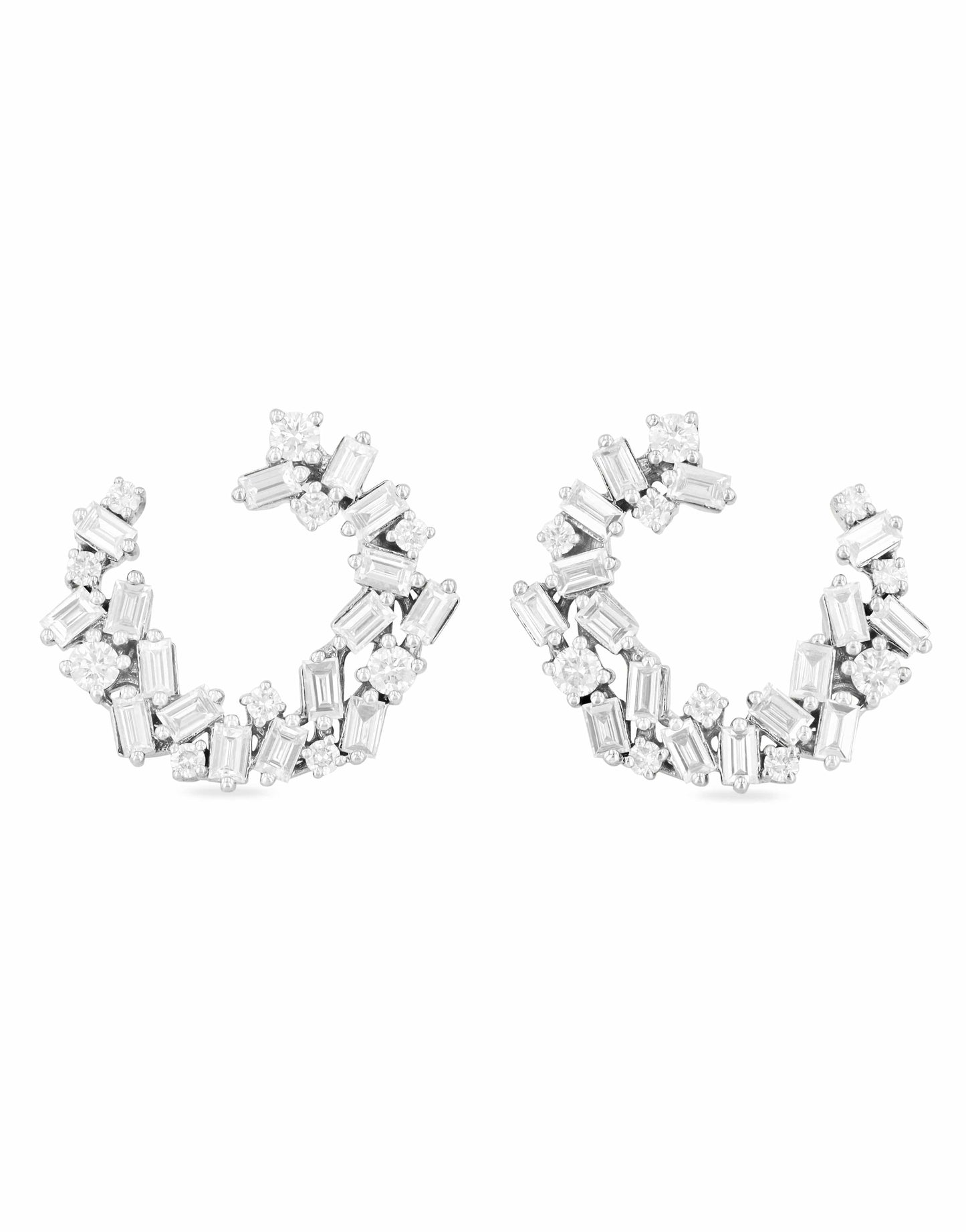 SUZANNE KALAN-Diamond Fireworks Spiral Earrings-WHITE GOLD