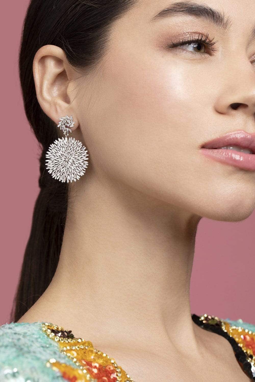 SUZANNE KALAN-Round Circle Drop Earrings-WHITE GOLD