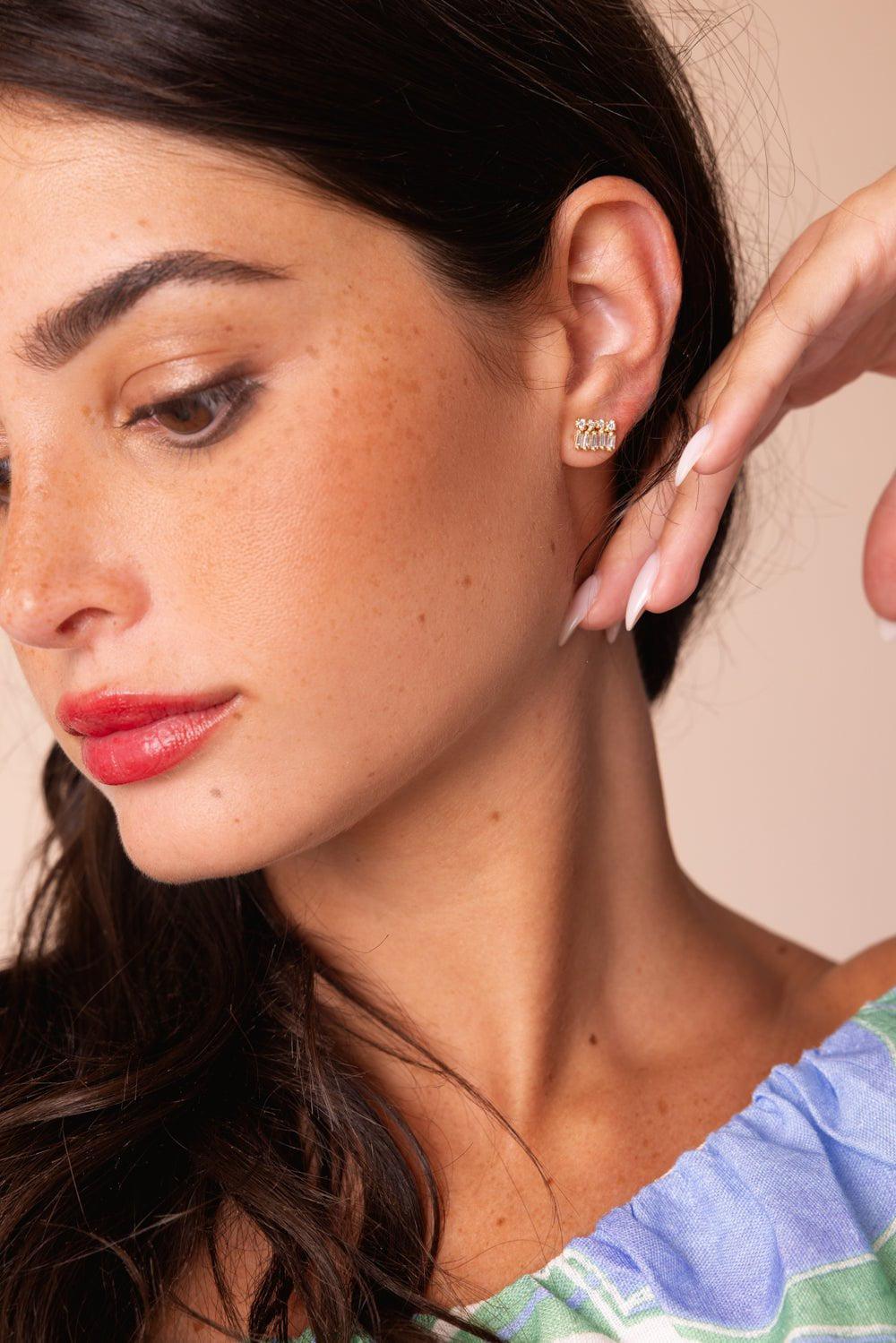 SUZANNE KALAN-Short Stacked Mixed Stud Earrings-