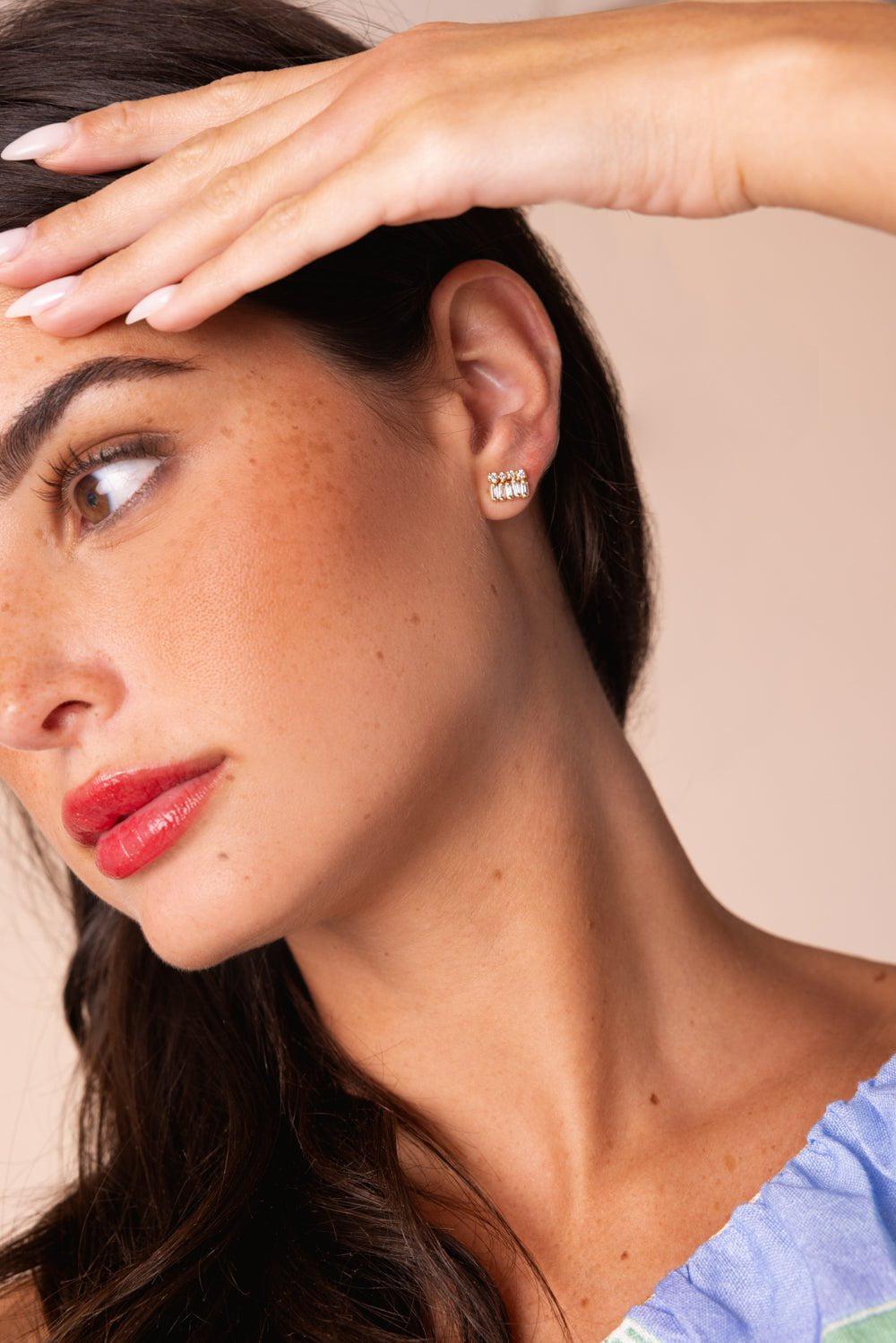 SUZANNE KALAN-Short Stacked Mixed Stud Earrings-
