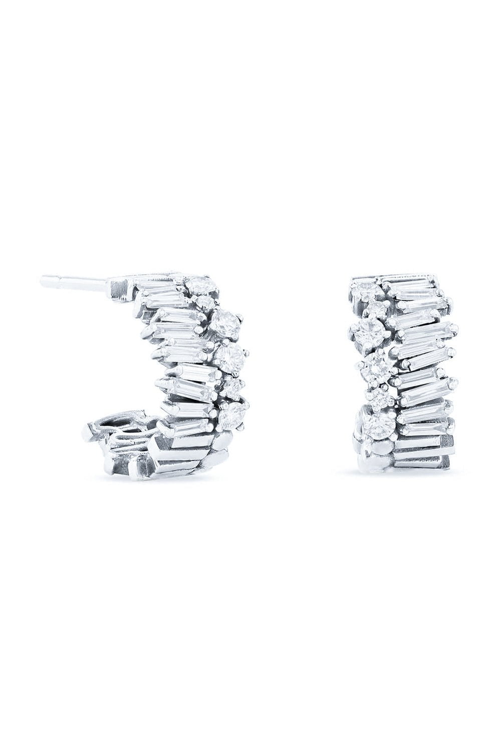 SUZANNE KALAN-Small Half Bliss Diamond Hoops-WHITE GOLD