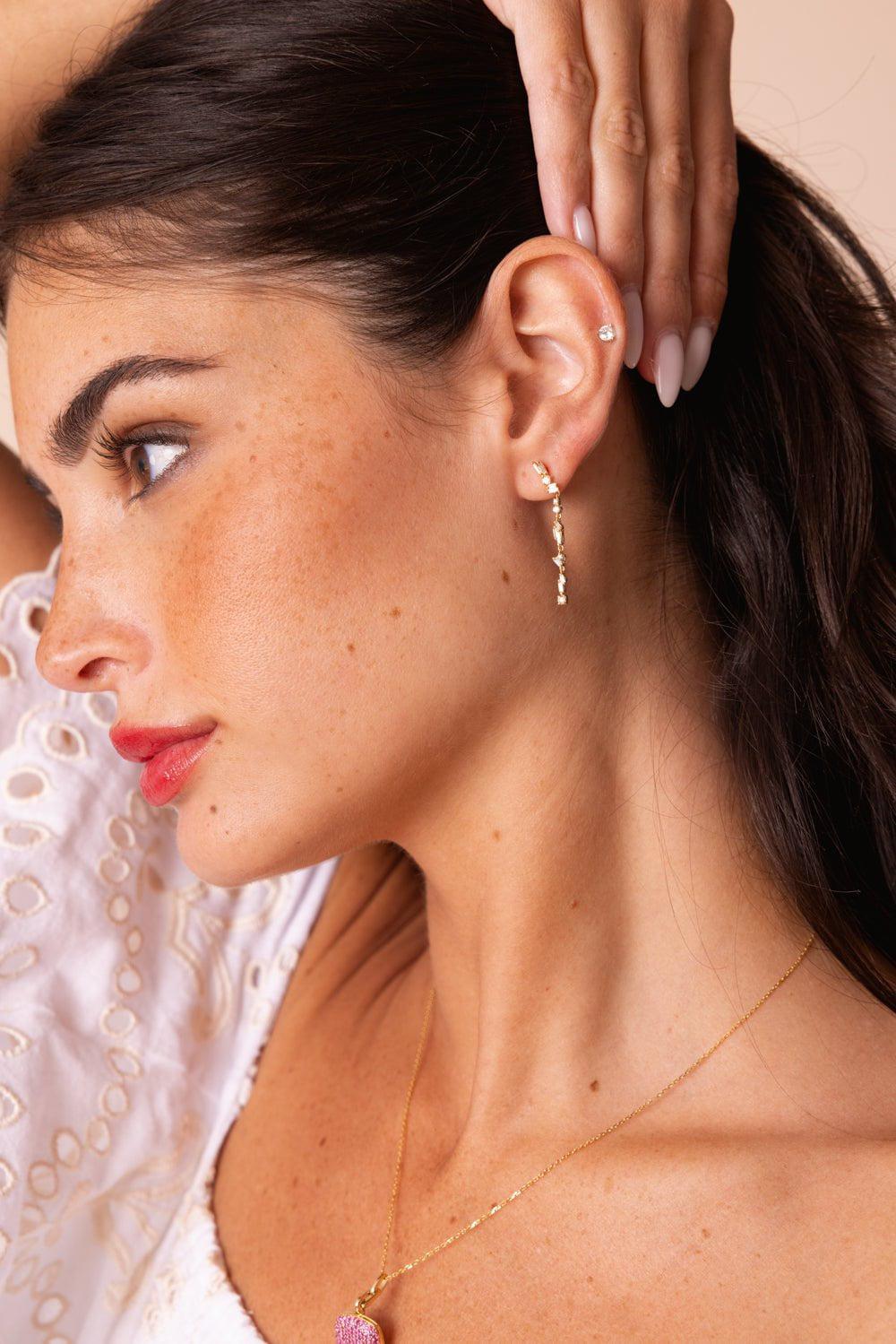 SUZANNE KALAN-Classic Diamond Sparkler Drop Earrings-YELLOW GOLD